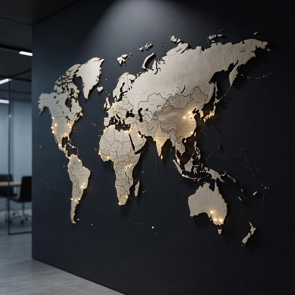 World map with connection points